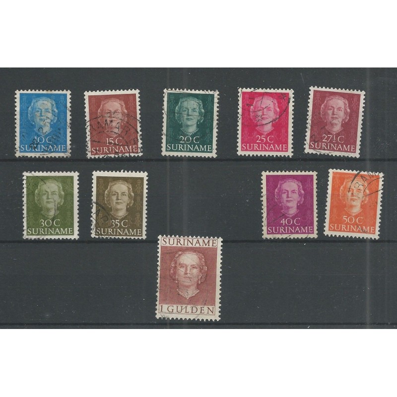 Suriname 285-294 Wilhelmina VFU/gebr CV 4,5 € Suriname 285-294 Wilhelmina VFU/gebr CV 4,5 €