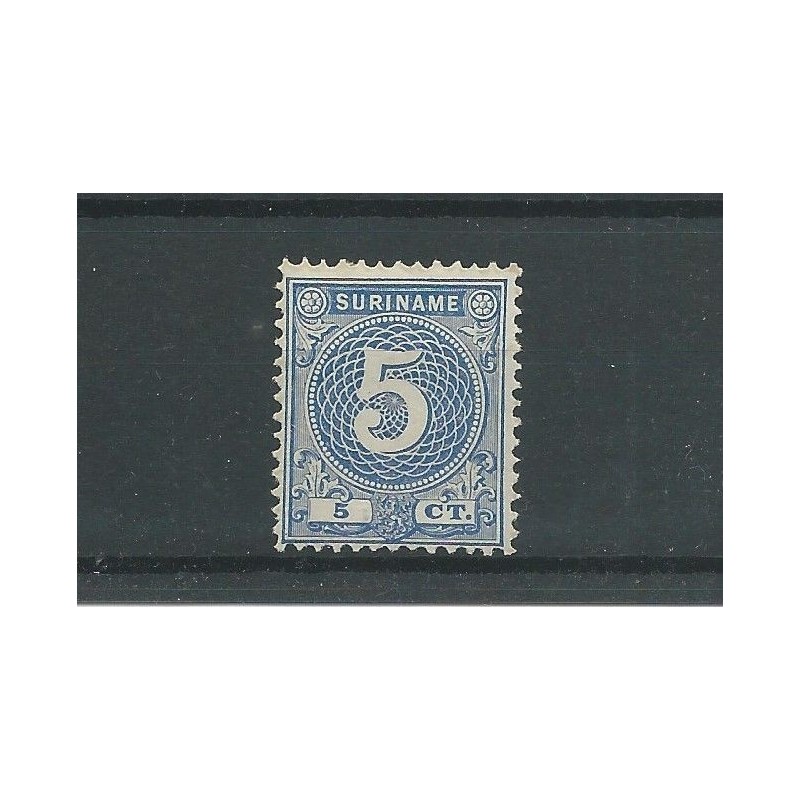 Suriname 20 Cijfer 5ct blauw MH/ongebr CV 65 € Suriname 20 Cijfer 5ct blauw MH/ongebr CV 65 €