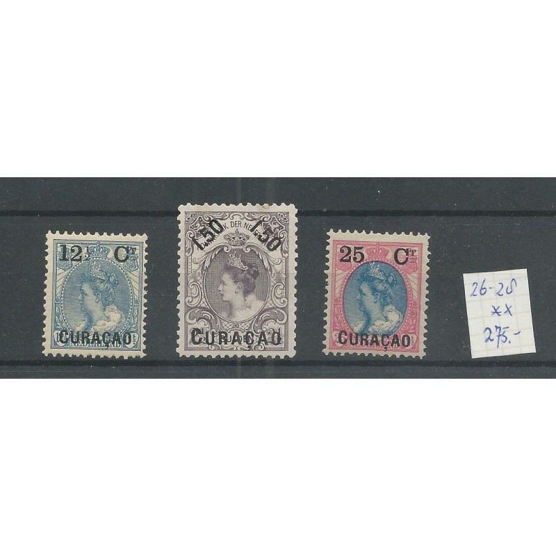 Curacao 26-28 Frankeerzegel met opdruk MNH/postfris CV 275 € PrachT !! Curacao 26-28 Frankeerzegel met opdruk MNH/postfris CV 275 € PrachT !!