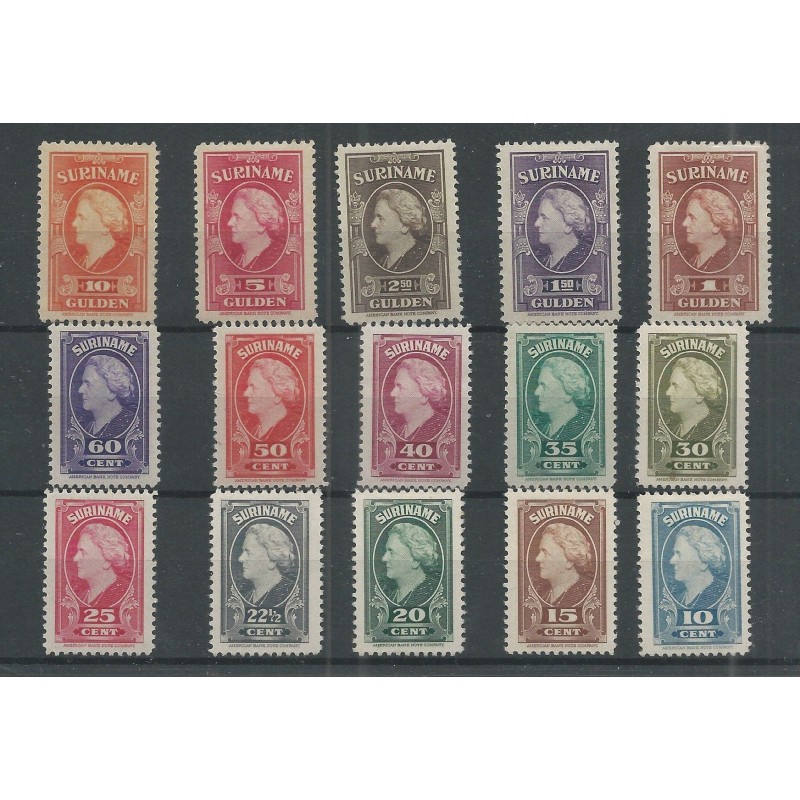 Suriname 229-243 Wilhelmina MH/ongebr CV 300 €Pracht !! Suriname 229-243 Wilhelmina MH/ongebr CV 300 €Pracht !!