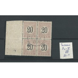 Suriname P4 Type II blok van 4   VFU/gebr  CV  85+ €