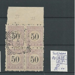 Suriname P8/P8fc  blok 4 met Type II    VFU/gebr  CV  80+ €
