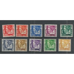 Ned. Indie  195-204  Wilhelmina zonder wm  MH/ongebr CV 35 €  PRACHT  !!