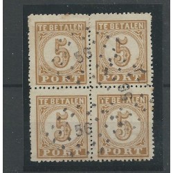 Ned. Indie  P1 Port 1874  blokje van 4 VFU/gebr CV 2000 €  PRACHT  !!