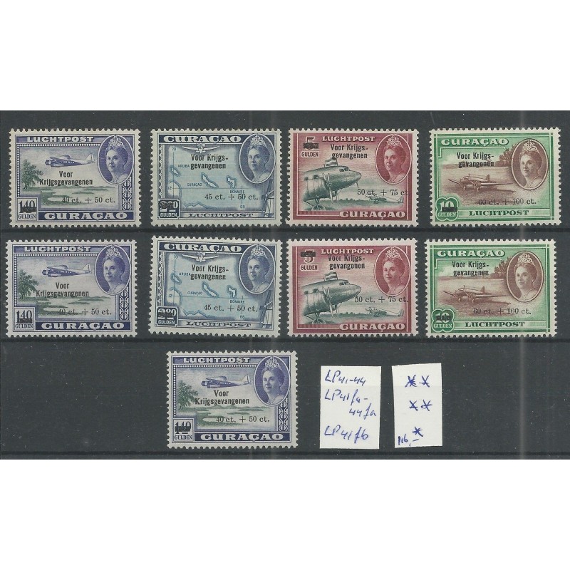 Curacao LP41-44, LP42fa-44fa, LP41fb luchtpost deels MNH of MH/ongebr CV 116 € Curacao LP41-44, LP42fa-44fa, LP41fb luchtpost deels MNH of MH/ongebr CV 116 €