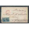Nederland 4 paartje  brief Amsterdam-Den Haag 1865 VFU/gebr  CV 100 €