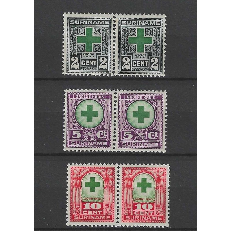 Suriname 127-129 Groen Kruis paartjes MNH/postfris CV 22 € PRACHT !! Suriname 127-129 Groen Kruis paartjes MNH/postfris CV 22 € PRACHT !!