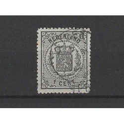 Nederland 14A met "LEIDEN 1869" franco-takje VFU CV 100 € PRACHT !!