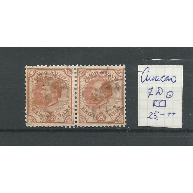 Curacao 7D Willem III 1873 paartje VFU/gebr CV 25+ € Curacao 7D Willem III 1873 paartje VFU/gebr CV 25+ €