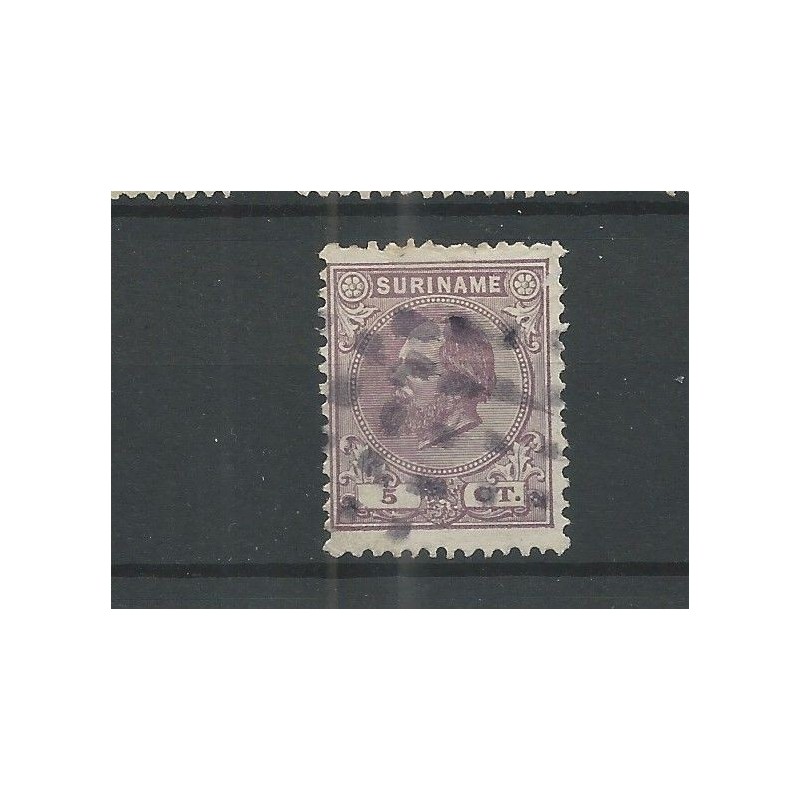 Suriname 5C Willem III met STOMP puntstempel VFU CV ?? € PRACHT !! Suriname 5C Willem III met STOMP puntstempel VFU CV ?? € PRACHT !!