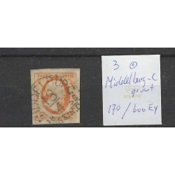 Nederland 3 Willem III   "MIDDELBURG-C" VFU/gebr CV 170 €  + 600 Eysinga  Pracht !!