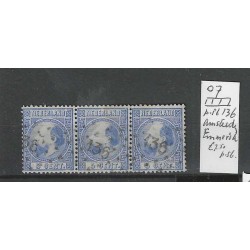 Nederland 7II strip van 3 met puntstempel 136  VFU/gebr  CV 50+ €