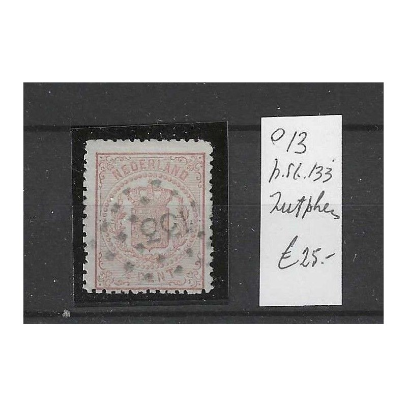 Nederland 13 met puntstempel 133 VFU/gebr CV 25 € Nederland 13 met puntstempel 133 VFU/gebr CV 25 €