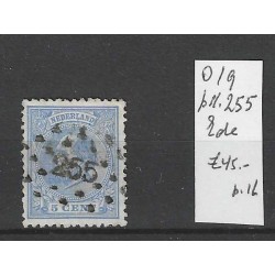 Nederland 19  met puntstempel 255  VFU/gebr  CV 45 €