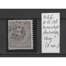 Nederland 26  met puntstempel 138 VFU/gebr  CV 100 €