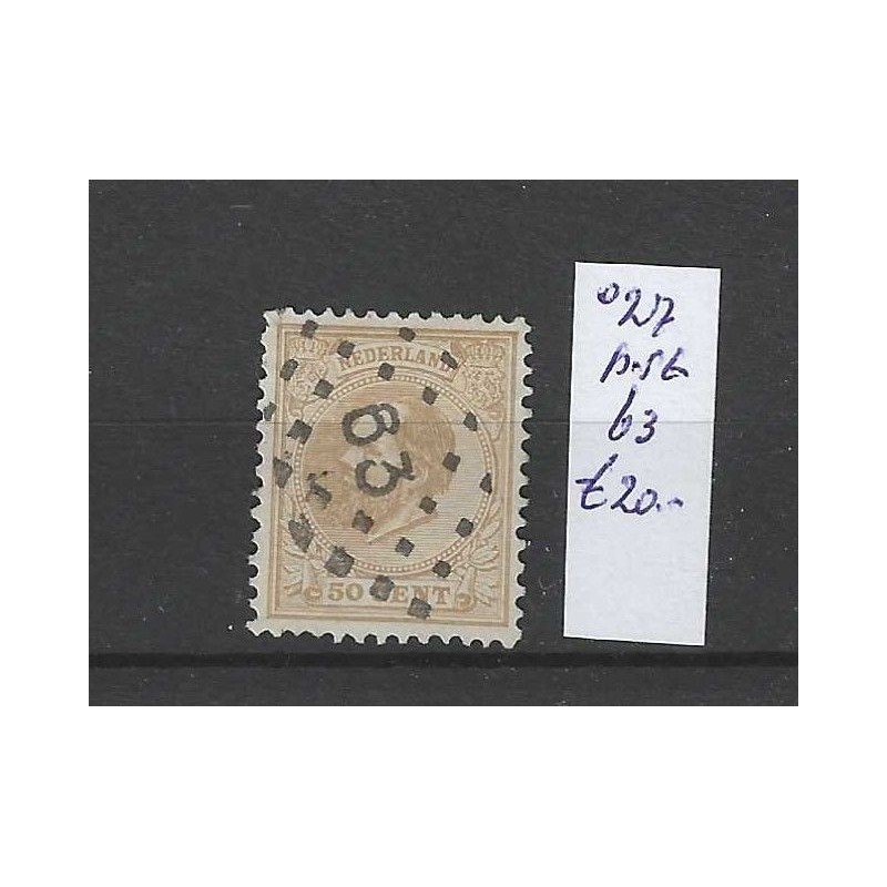 Nederland 27 met puntstempel 63 VFU/gebr CV 34 € Nederland 27 met puntstempel 63 VFU/gebr CV 34 €