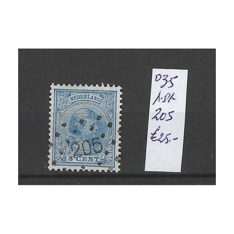 Nederland 35 met puntstempel 205 VFU/gebruikt CV 25 € Nederland 35 met puntstempel 205 VFU/gebruikt CV 25 €
