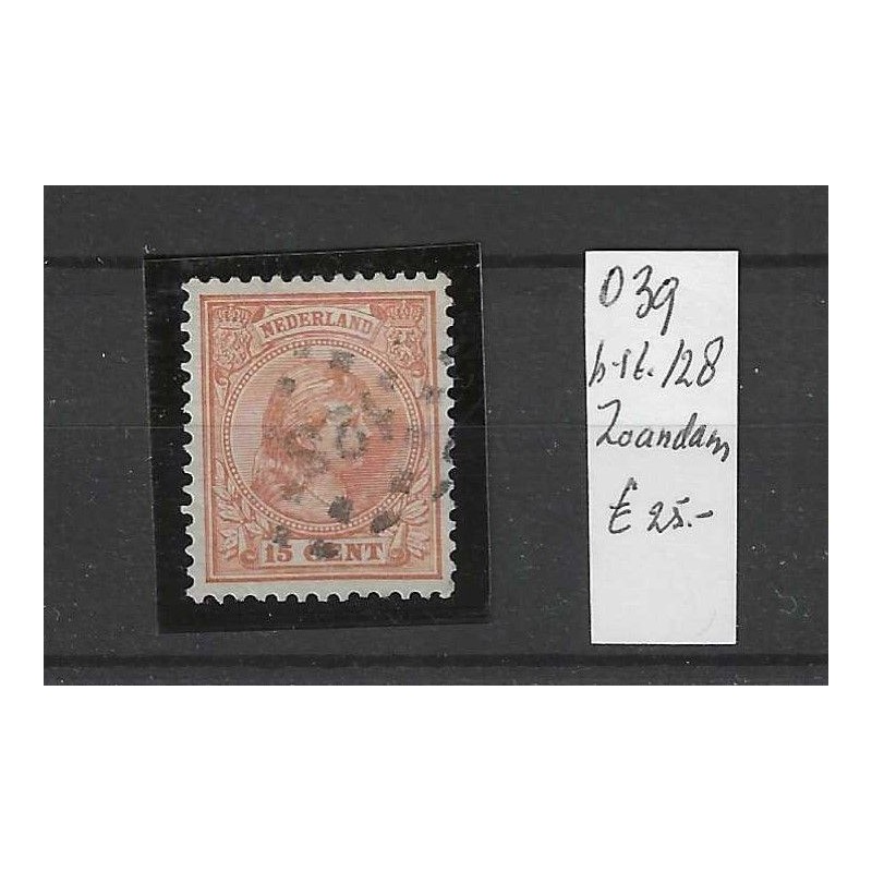 Nederland 39 met puntstempel 128 VFU/gebruikt CV 25 € Nederland 39 met puntstempel 128 VFU/gebruikt CV 25 €