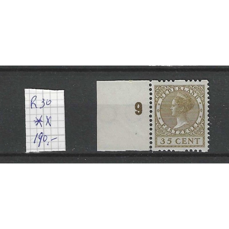 Nederland R30 Tweezijdige roltanding m. wm. MNH/postfris CV 190 € Nederland R30 Tweezijdige roltanding m. wm. MNH/postfris CV 190 €