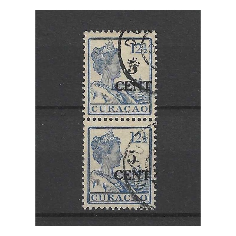 Curacao 74b Hulpzegels 74/7a vertikaal paartje VFU/gebr CV 75 € Curacao 74b Hulpzegels 74/7a vertikaal paartje VFU/gebr CV 75 €