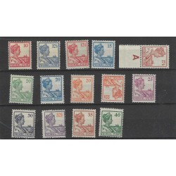 Ned. Indie 115-128  Wilhelmina  MNH of MH/ongebr CV 134 €