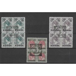 Suriname 34-36 Hulpuitgifte blokken van 4 VFU/gebr  CV 180 €