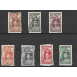 Suriname 104-110 Wilhelmina MH/ongebr  CV 270 €